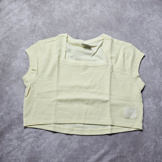 Gymshark Rest Day Waffle Crop T-Shirt – Light Yellow Size S