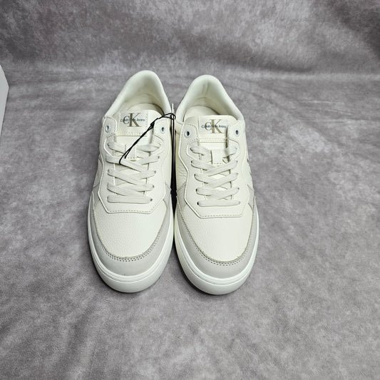 Calvin Klein Jeans Men's Cupsole Leather Trainers – Cream UK 7