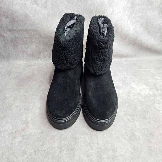 Tommy Hilfiger Suede Roll-Down Boots – Black UK 3.5