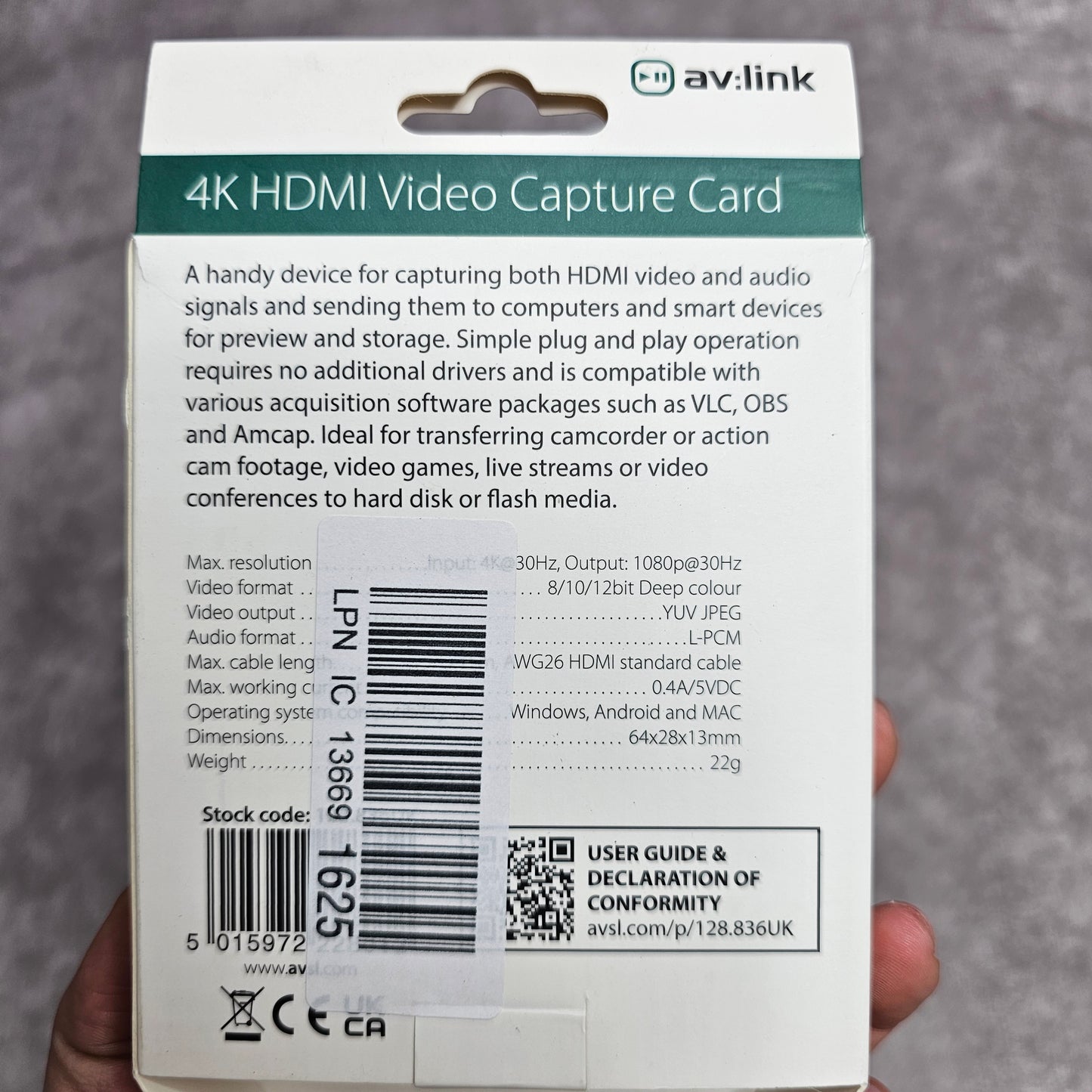 AV Link HDMI Video Capture Card – Black