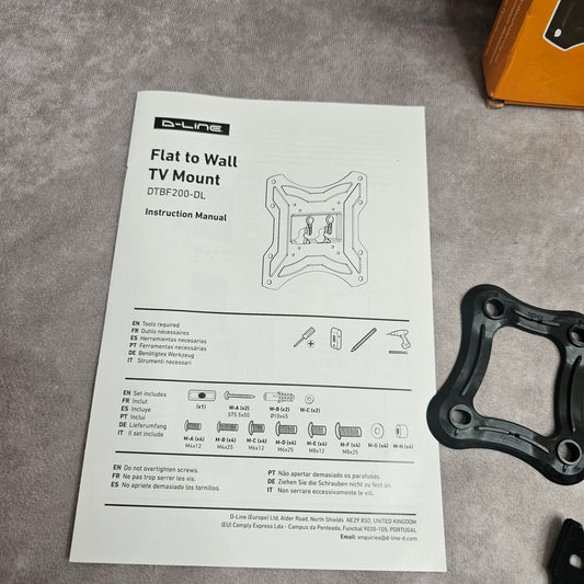 D-Line Flat TV Wall Mount Bracket – Black