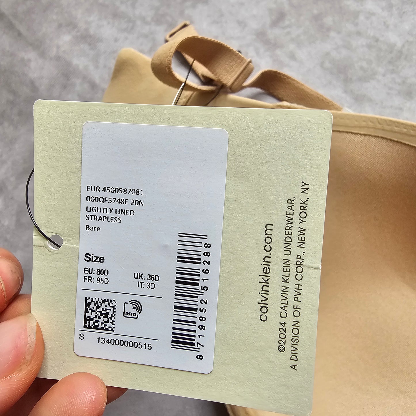 Calvin Klein Strapless Bra Lightly Lined – Nude UK 36D