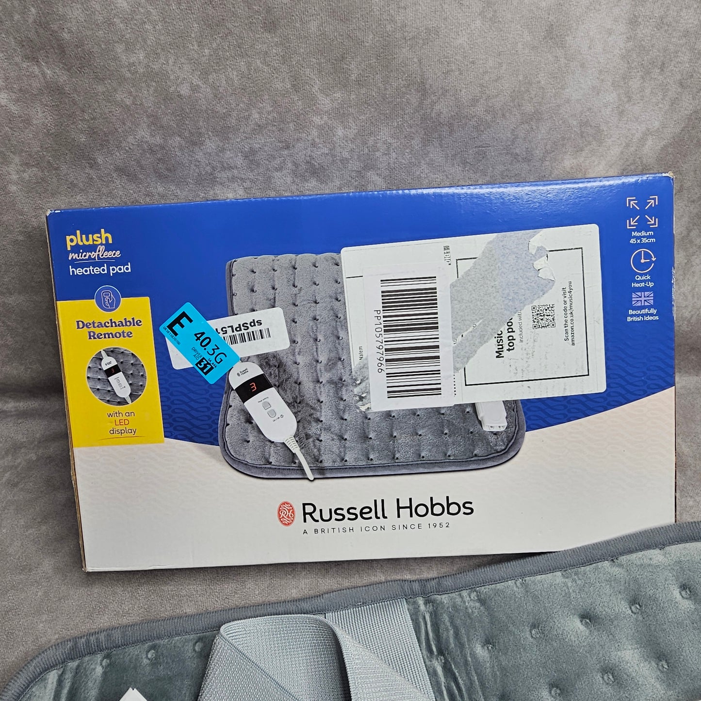 Russell Hobbs Heated Pad RHHPS1001 Microfleece - Grey