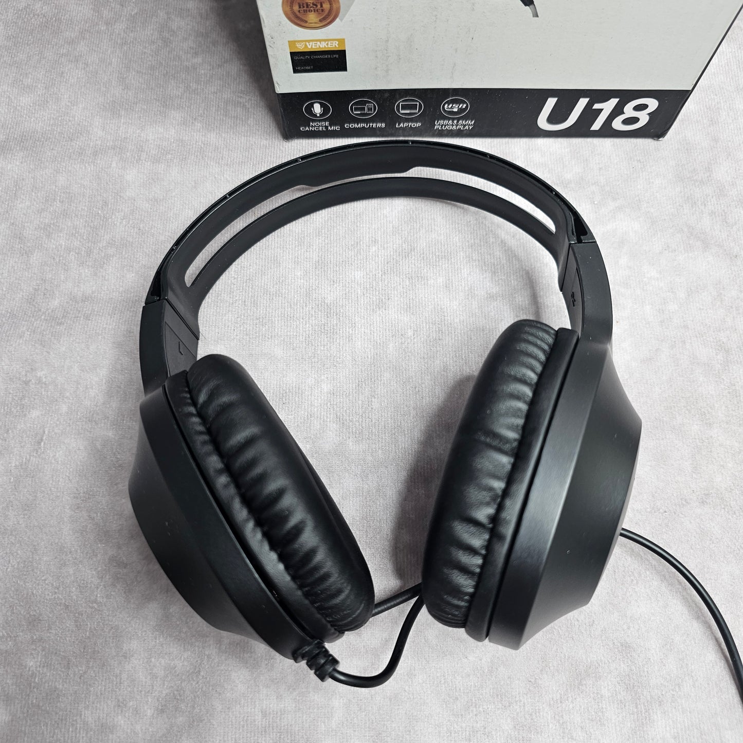 Venker U18 Wired USB Headset with Microphone – Black