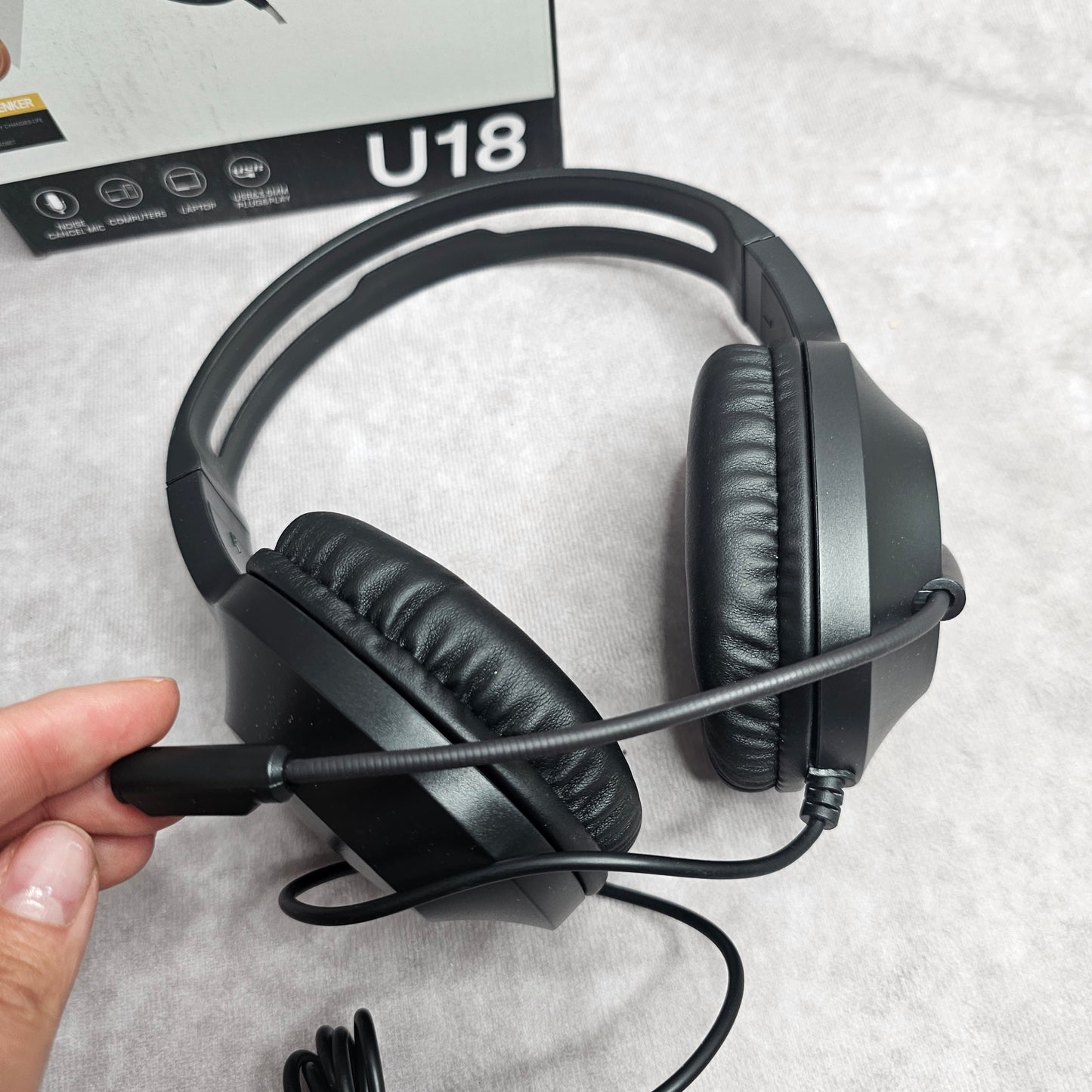 Venker U18 Wired USB Headset with Microphone – Black