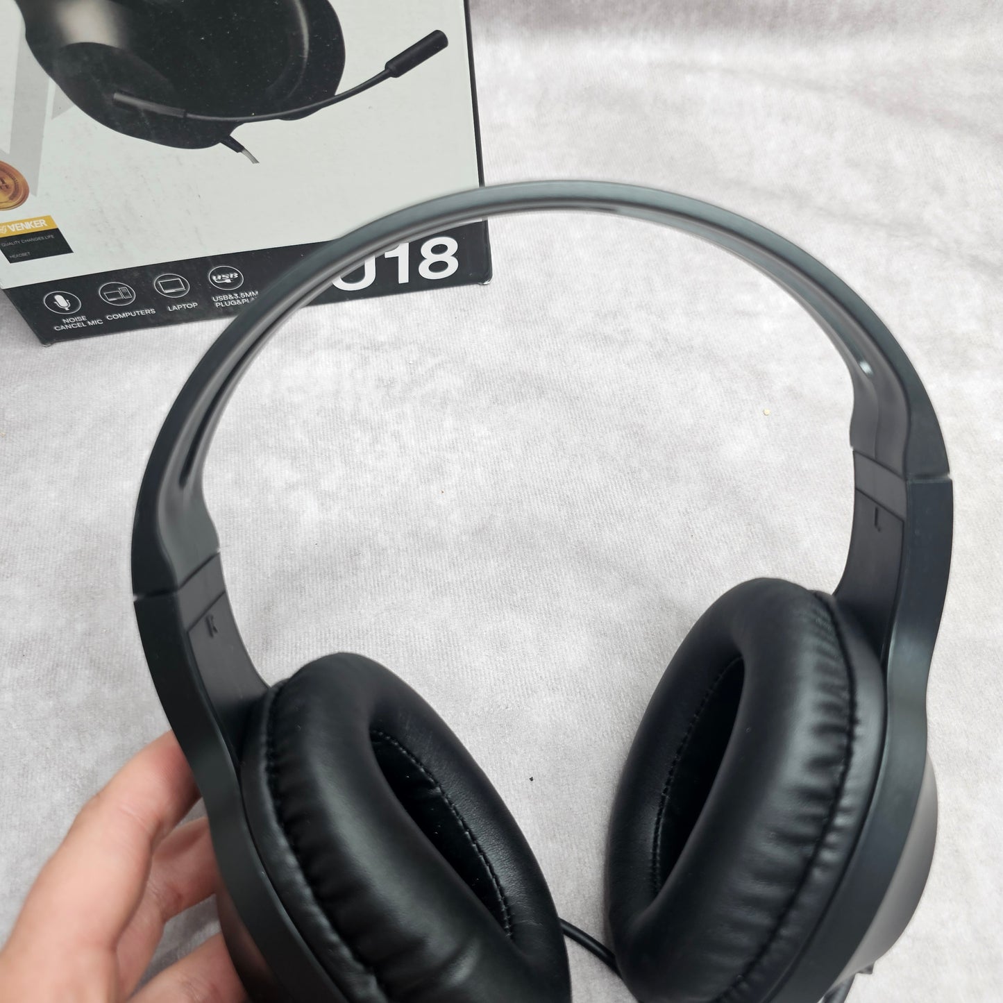 Venker U18 Wired USB Headset with Microphone – Black