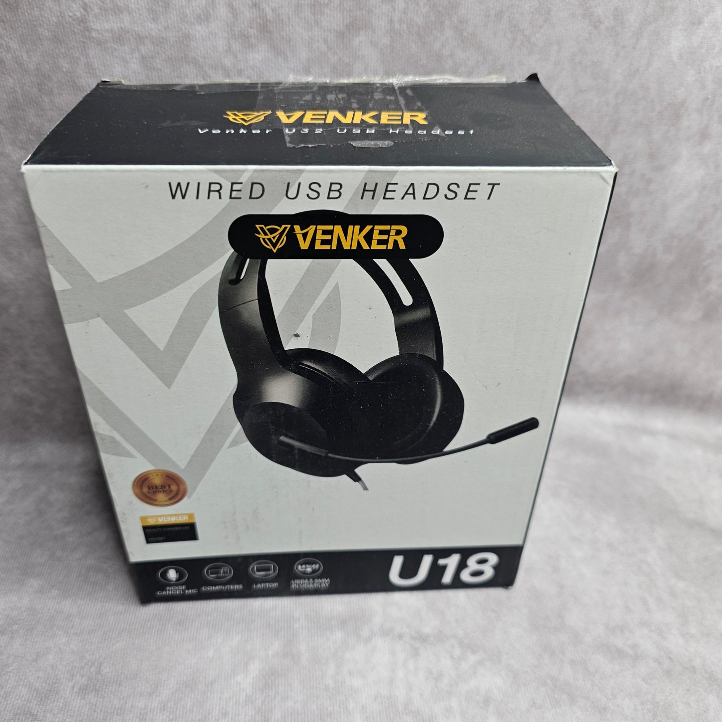 Venker U18 Wired USB Headset with Microphone – Black