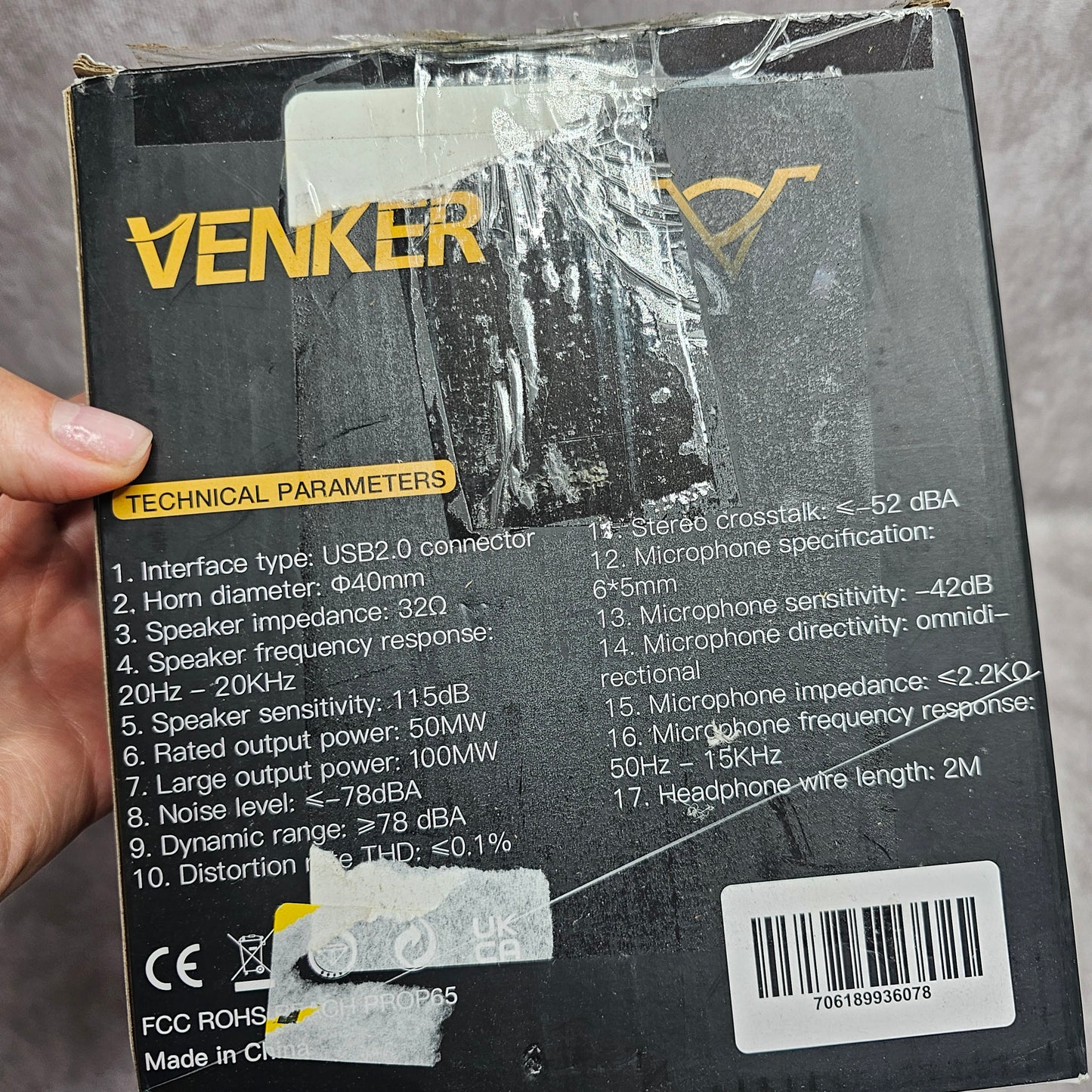 Venker U18 Wired USB Headset with Microphone – Black