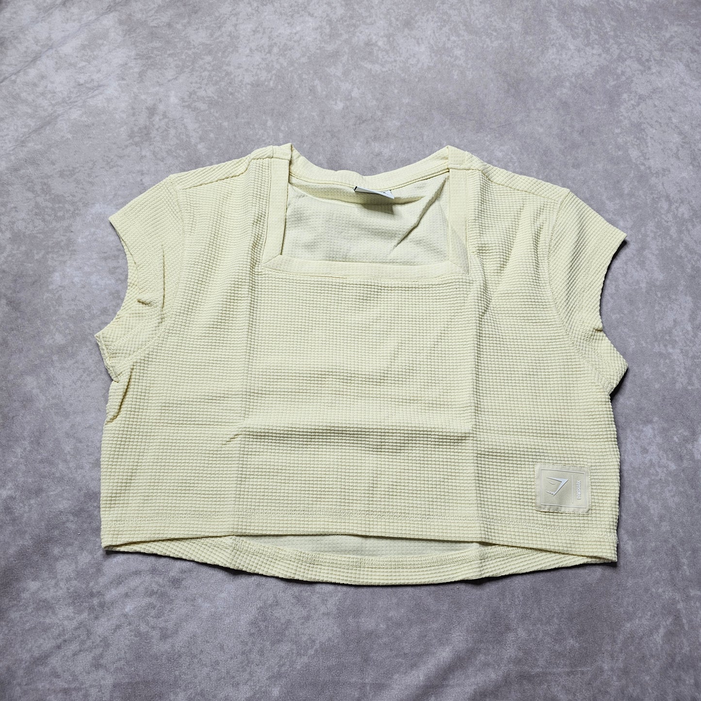 Gymshark Rest Day Waffle Crop T-Shirt – Light Yellow Size S