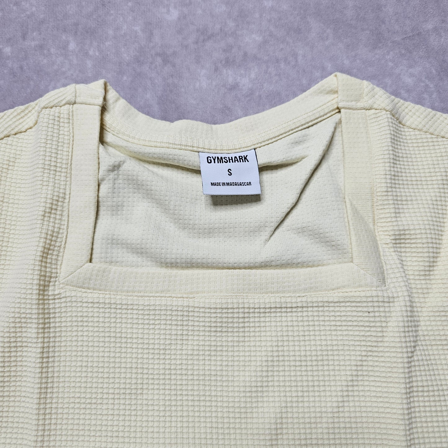 Gymshark Rest Day Waffle Crop T-Shirt – Light Yellow Size S
