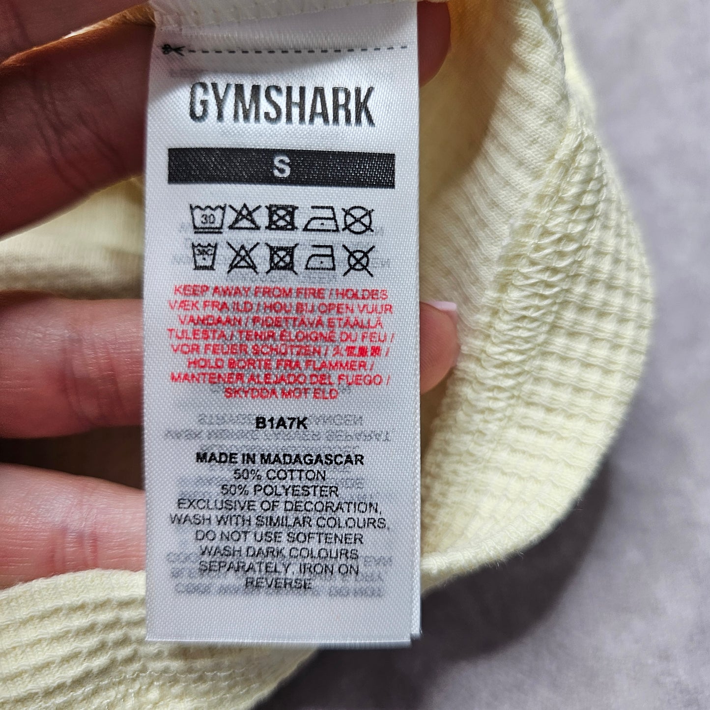 Gymshark Rest Day Waffle Crop T-Shirt – Light Yellow Size S