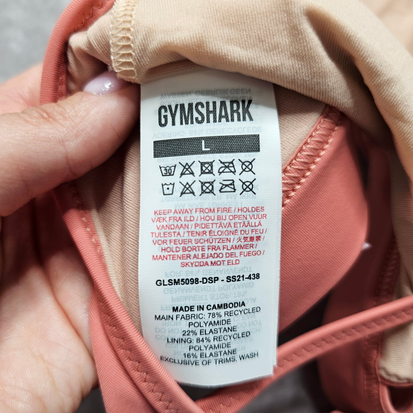 Gymshark Minimal Bikini Top – Desert Pink Size L