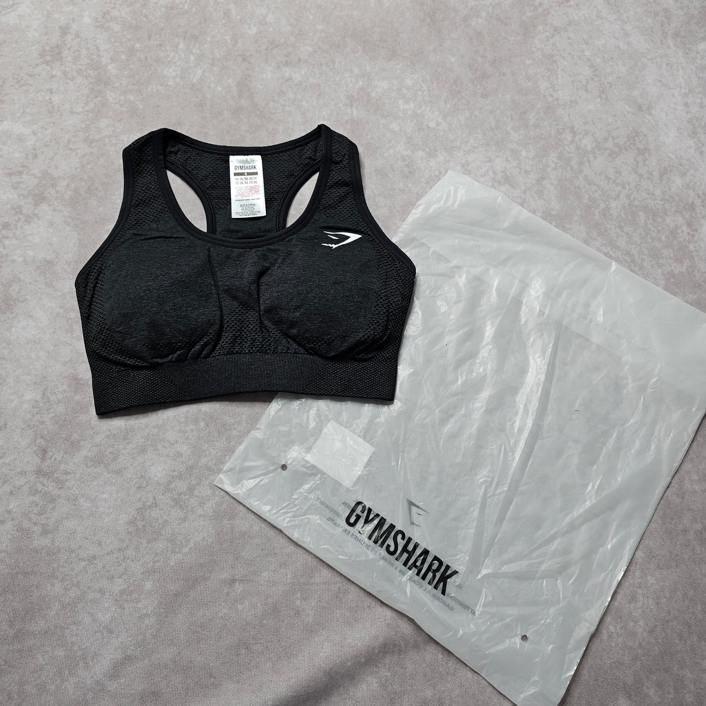 Gymshark Vital Seamless Sports Bra – Black Marl Size XS-S