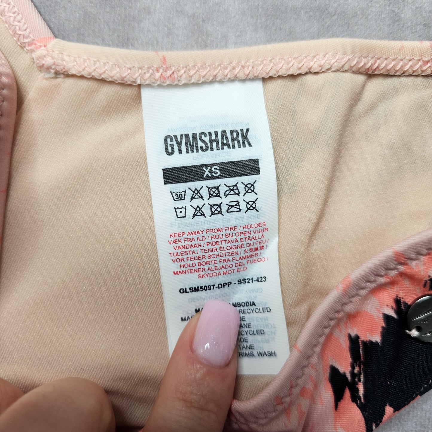 Gymshark Bikini Bottoms – Pink Abstract Print Size XS-S