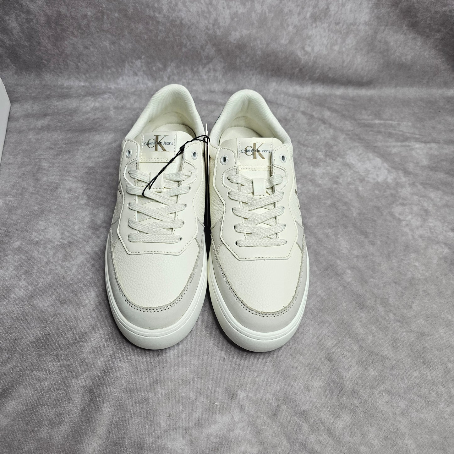 Calvin Klein Jeans Men's Cupsole Leather Trainers – Cream UK 7