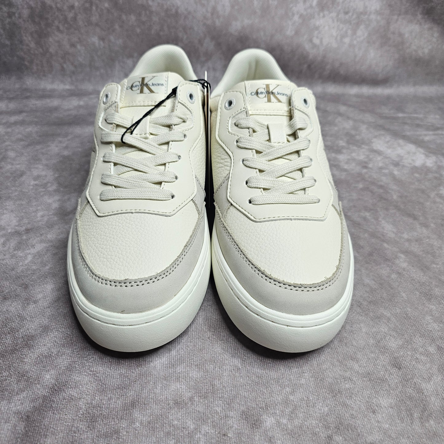 Calvin Klein Jeans Men's Cupsole Leather Trainers – Cream UK 7