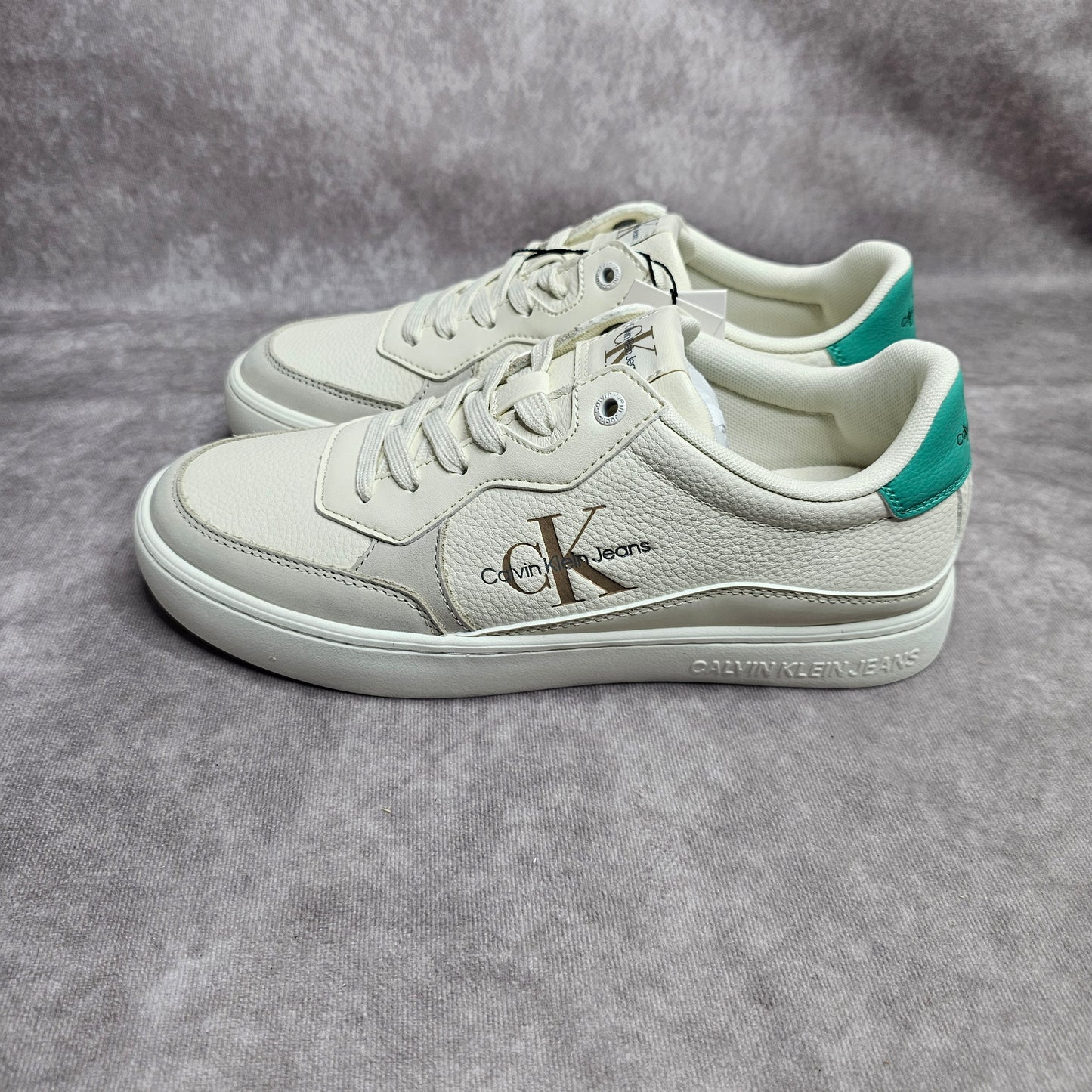 Calvin Klein Jeans Men's Cupsole Leather Trainers – Cream UK 7
