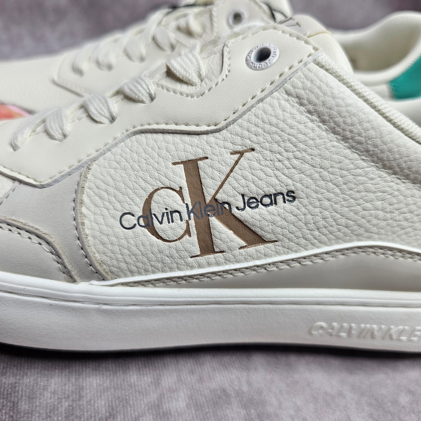 Calvin Klein Jeans Men's Cupsole Leather Trainers – Cream UK 7