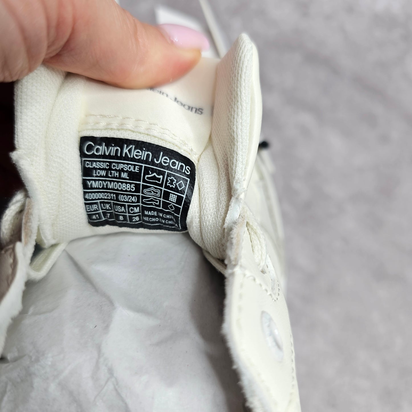 Calvin Klein Jeans Men's Cupsole Leather Trainers – Cream UK 7