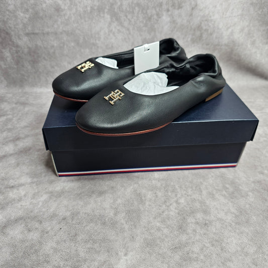 Tommy Hilfiger TH Elevated Leather Ballet Pumps 2 Colours UK 3.5-7
