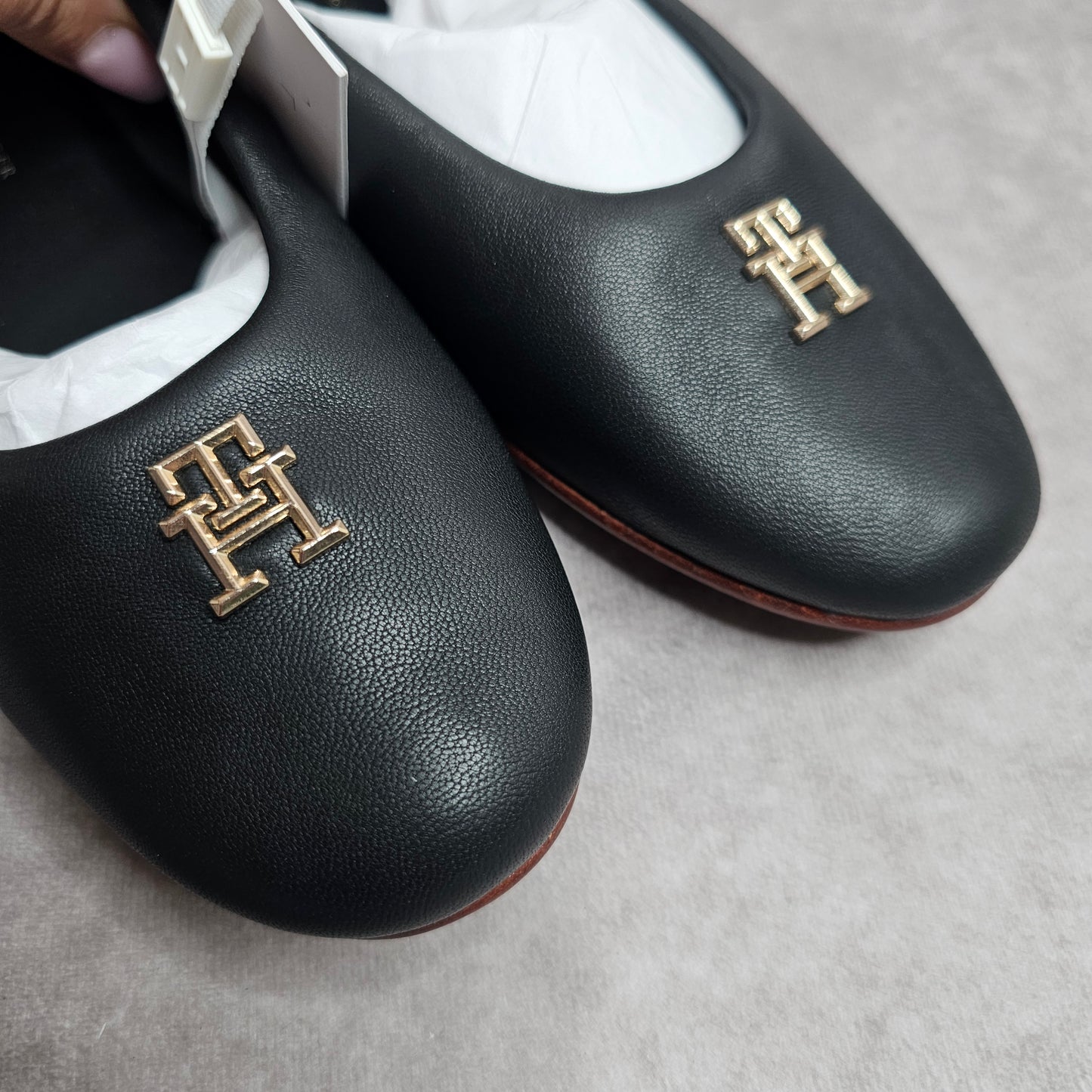 Tommy Hilfiger TH Elevated Leather Ballet Pumps 2 Colours UK 3.5-7
