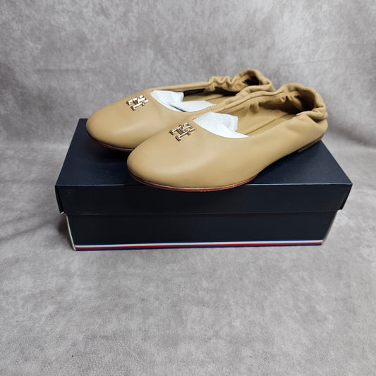 Tommy Hilfiger TH Elevated Leather Ballet Pumps 2 Colours UK 3.5-7