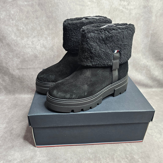 Tommy Hilfiger Suede Roll-Down Boots – Black UK 3.5