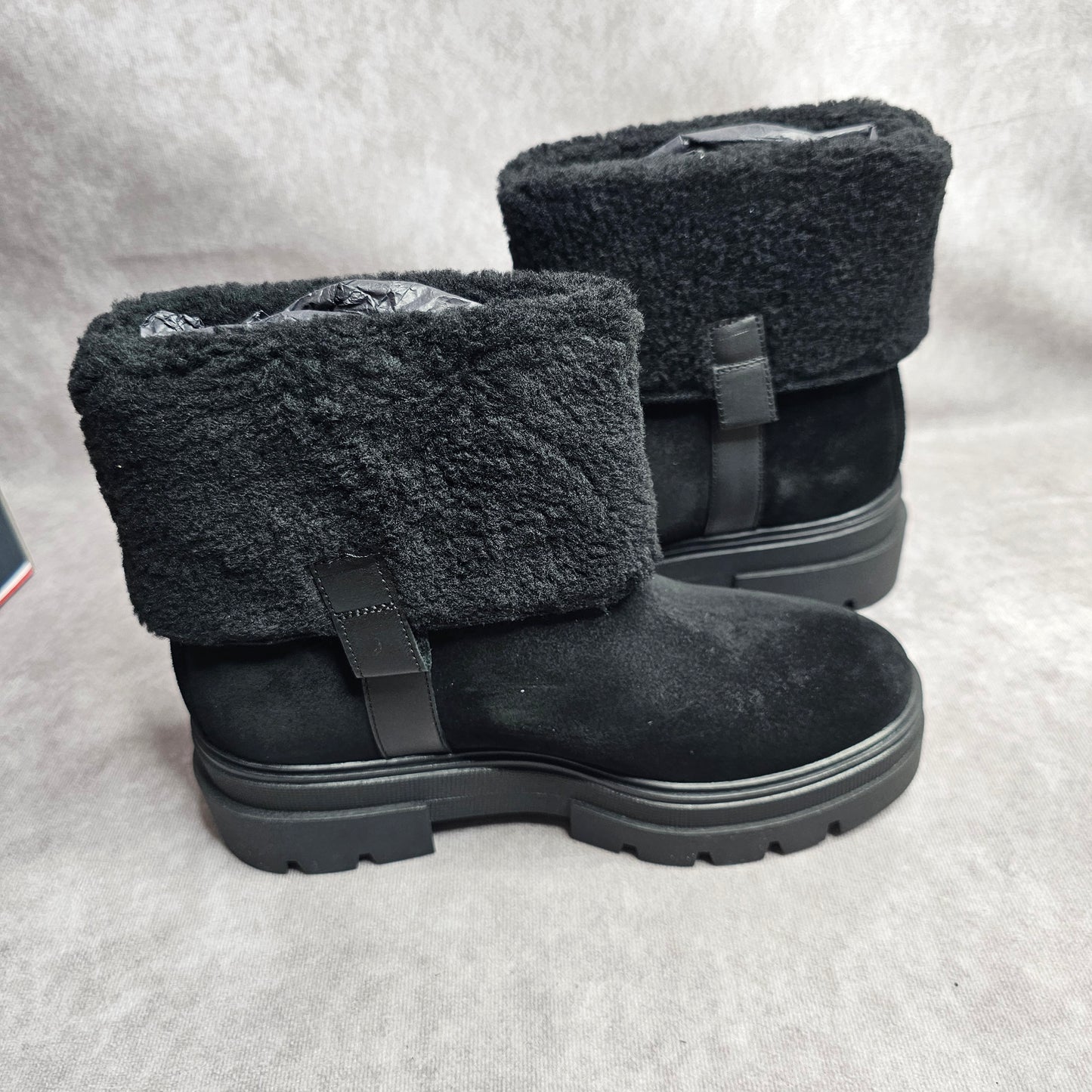 Tommy Hilfiger Suede Roll-Down Boots – Black UK 3.5