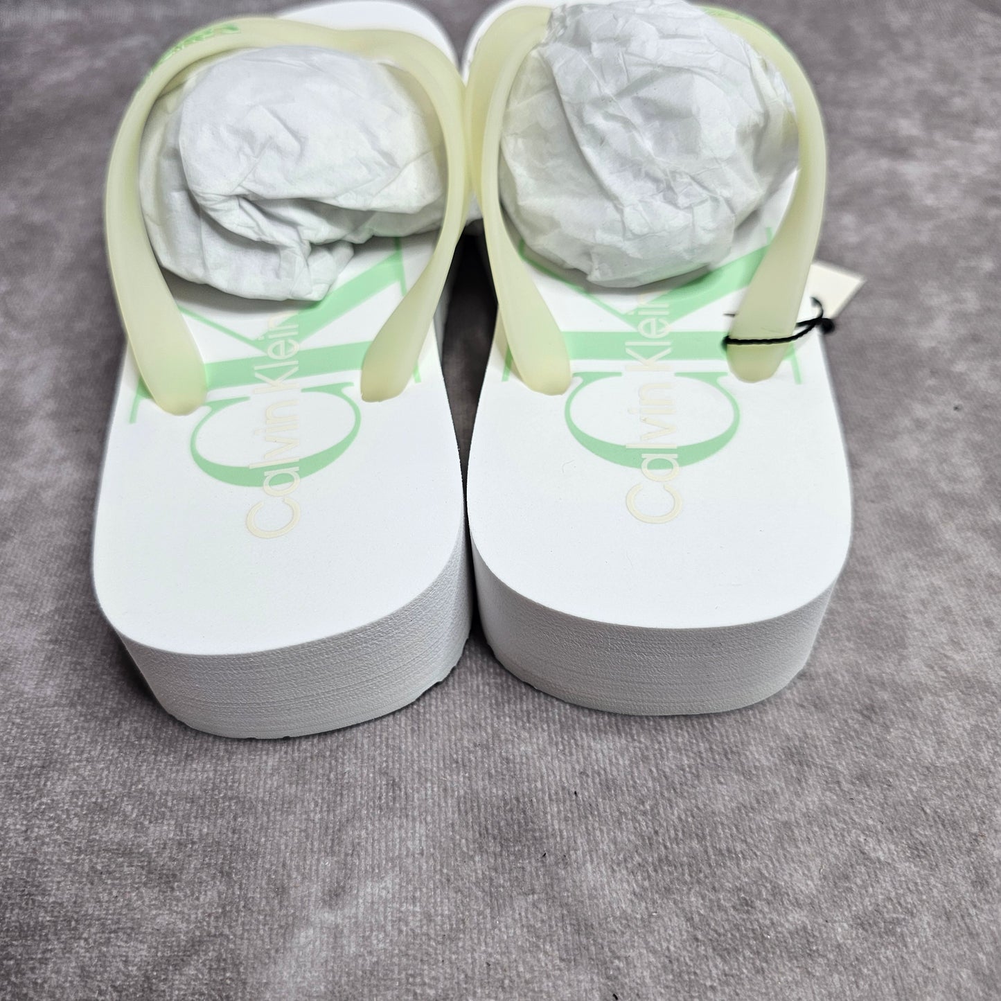 Calvin Klein Jeans Women's Flatform Slides – White/Green UK 4-5