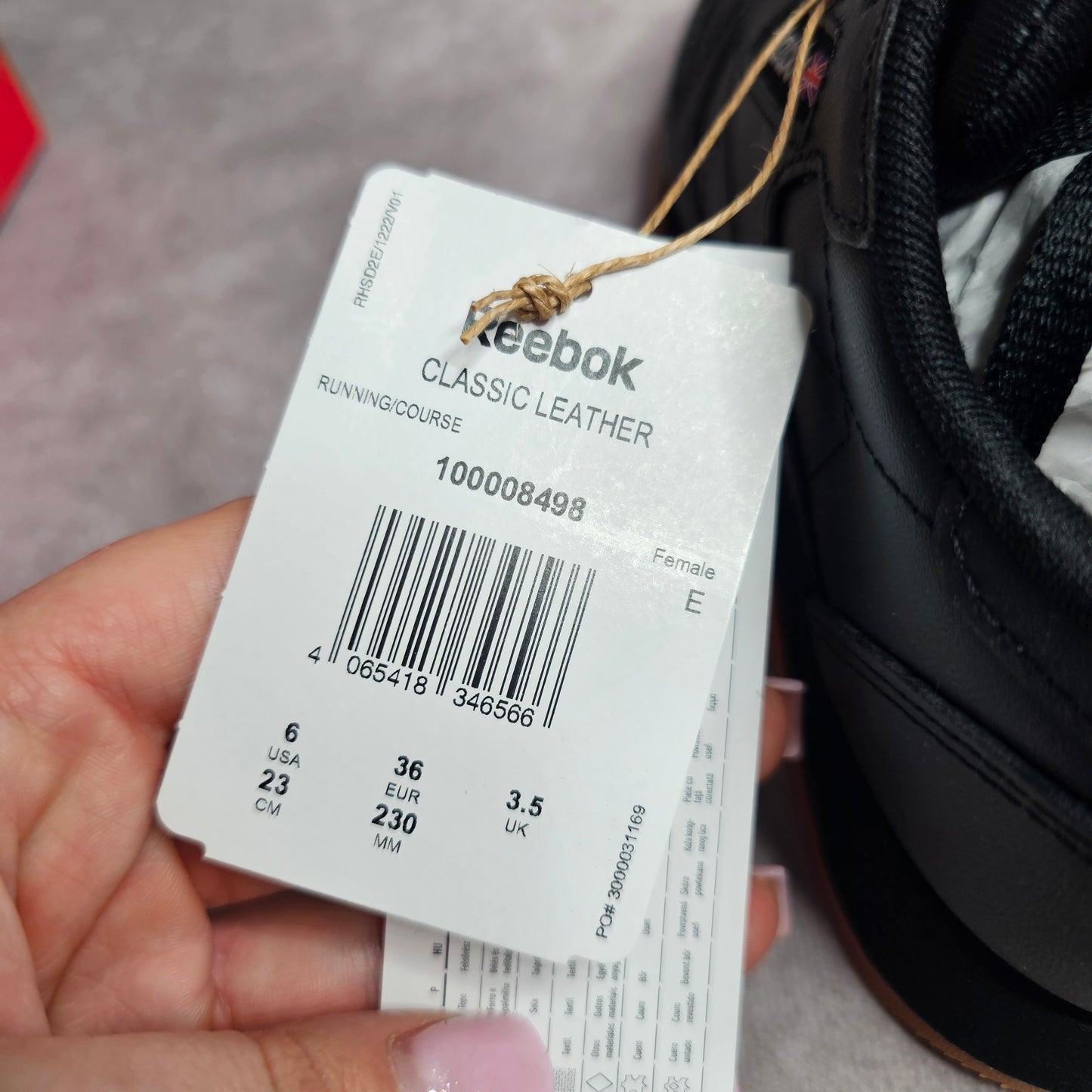 Reebok Classic Leather Trainers – Black UK 3.5