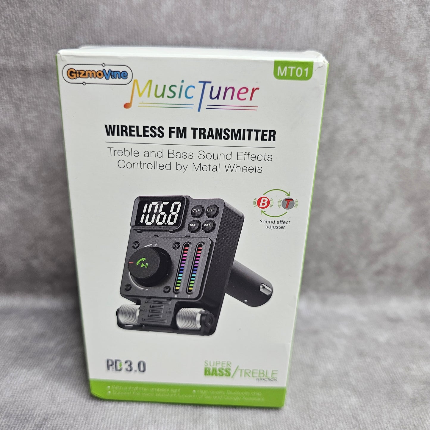 GizmoVine Wireless FM Transmitter Car Charger PD3.0 – Black