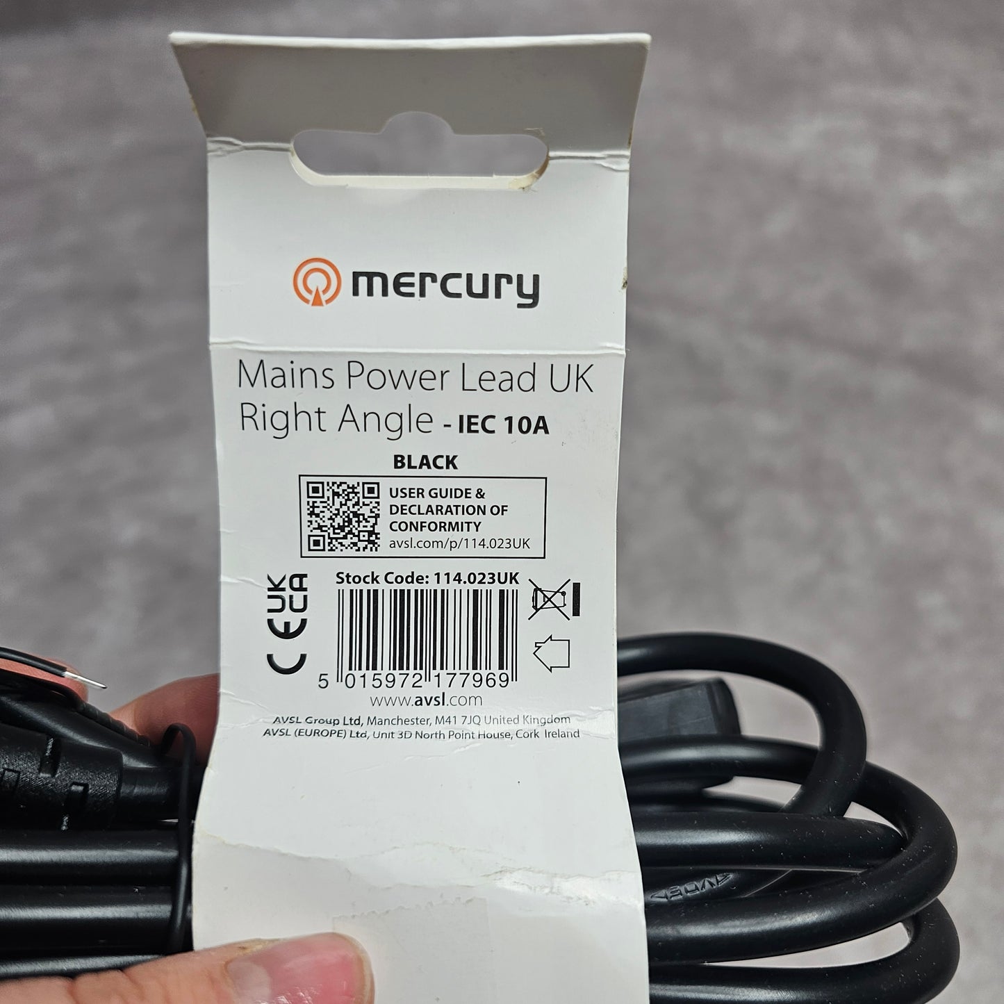 Mercury Mains Power Lead IEC Right Angle 2m – Black