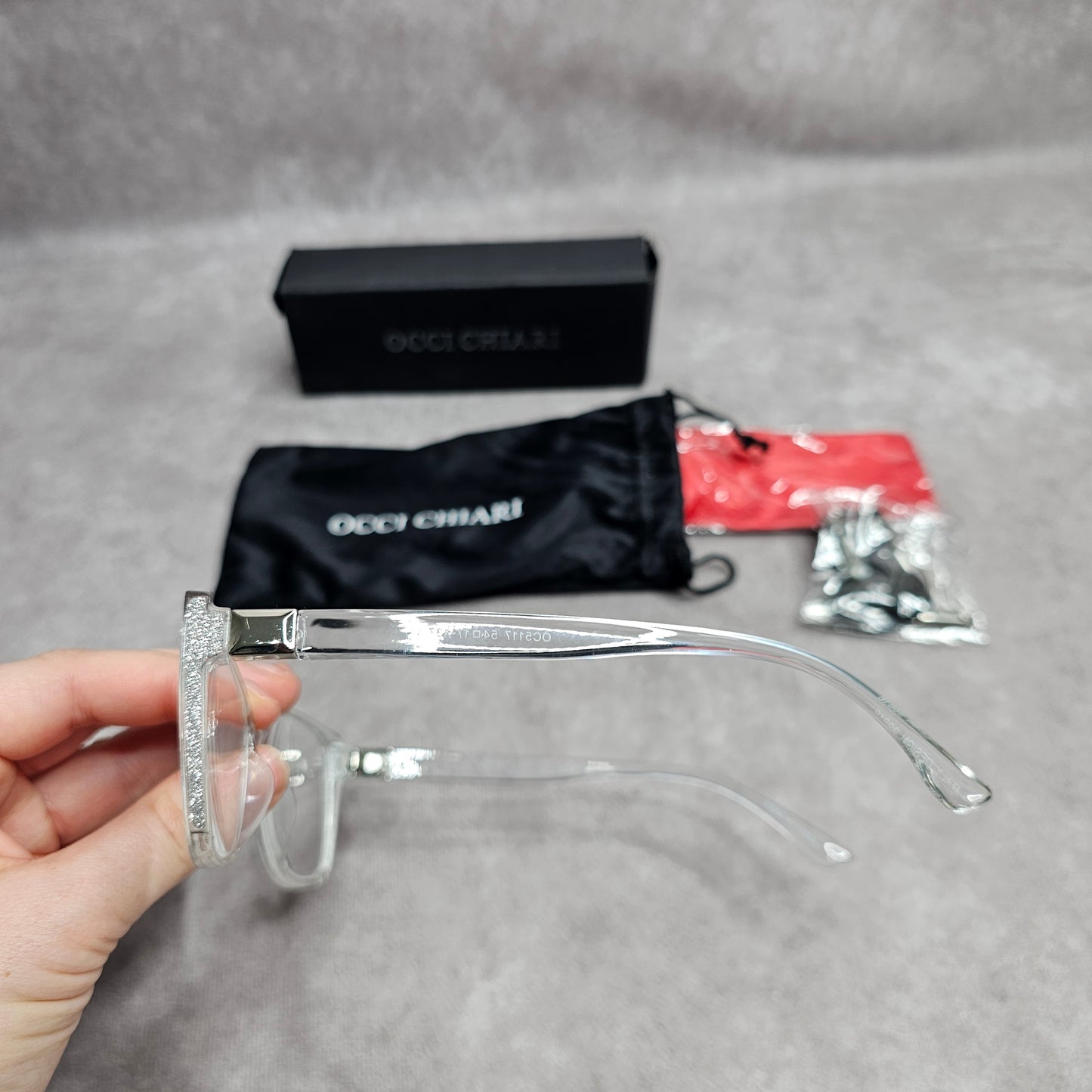 Occi Chiari Reading Glasses Square Frame Clear Crystal +2.50