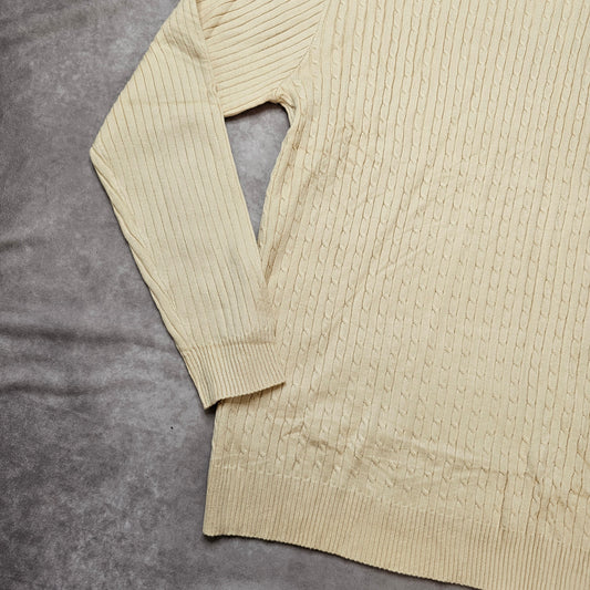 Coofandy Men’s Turtleneck Knit Jumper – Cream Size M