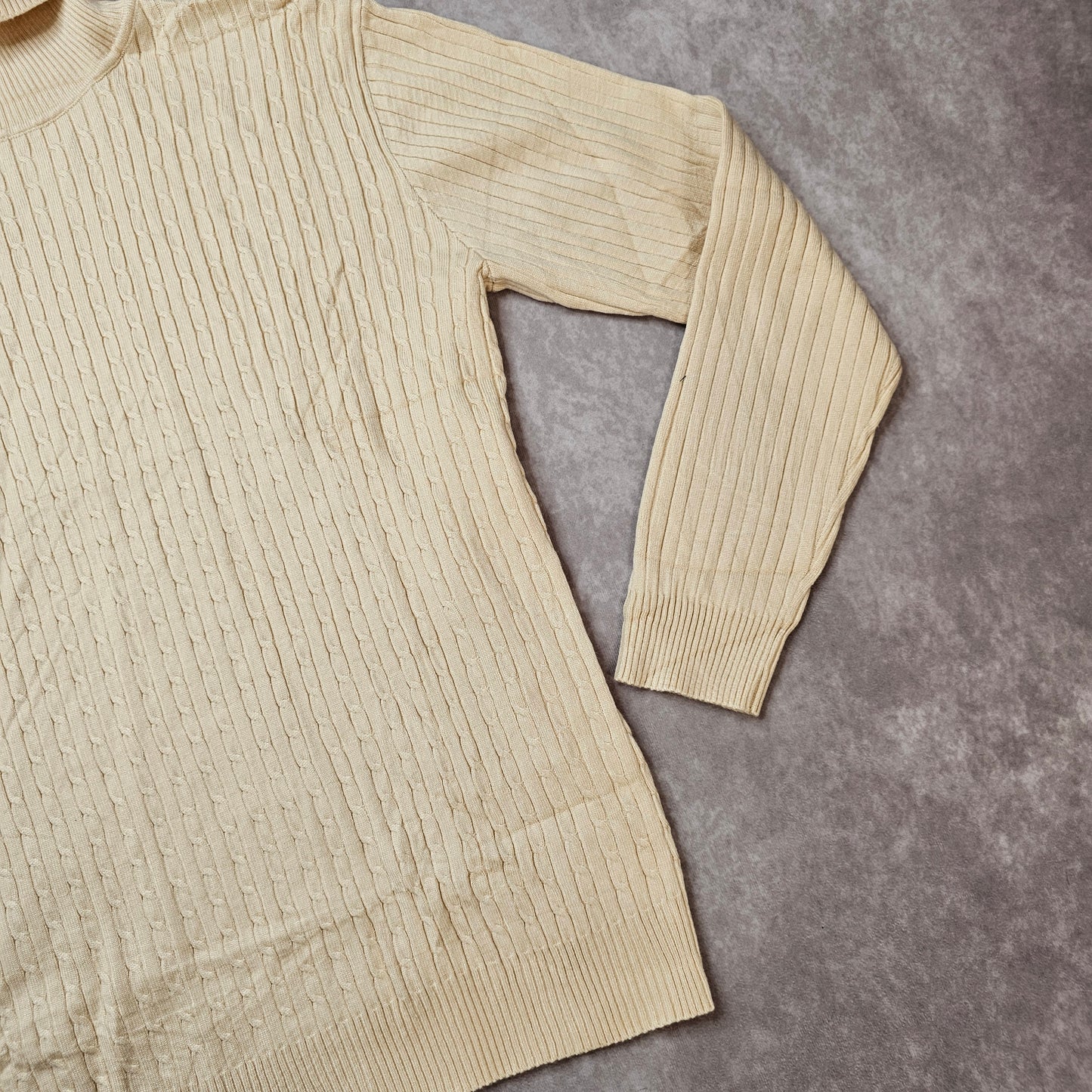 Coofandy Men’s Turtleneck Knit Jumper – Cream Size M