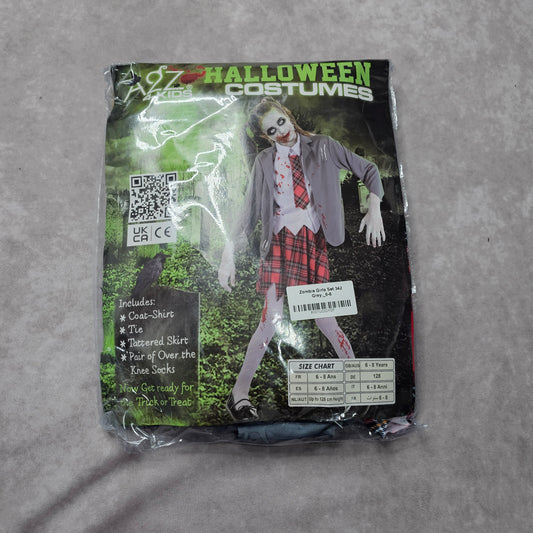 A2Z 4-Kids Zombie Girl Halloween Costume – Grey 6-8Y
