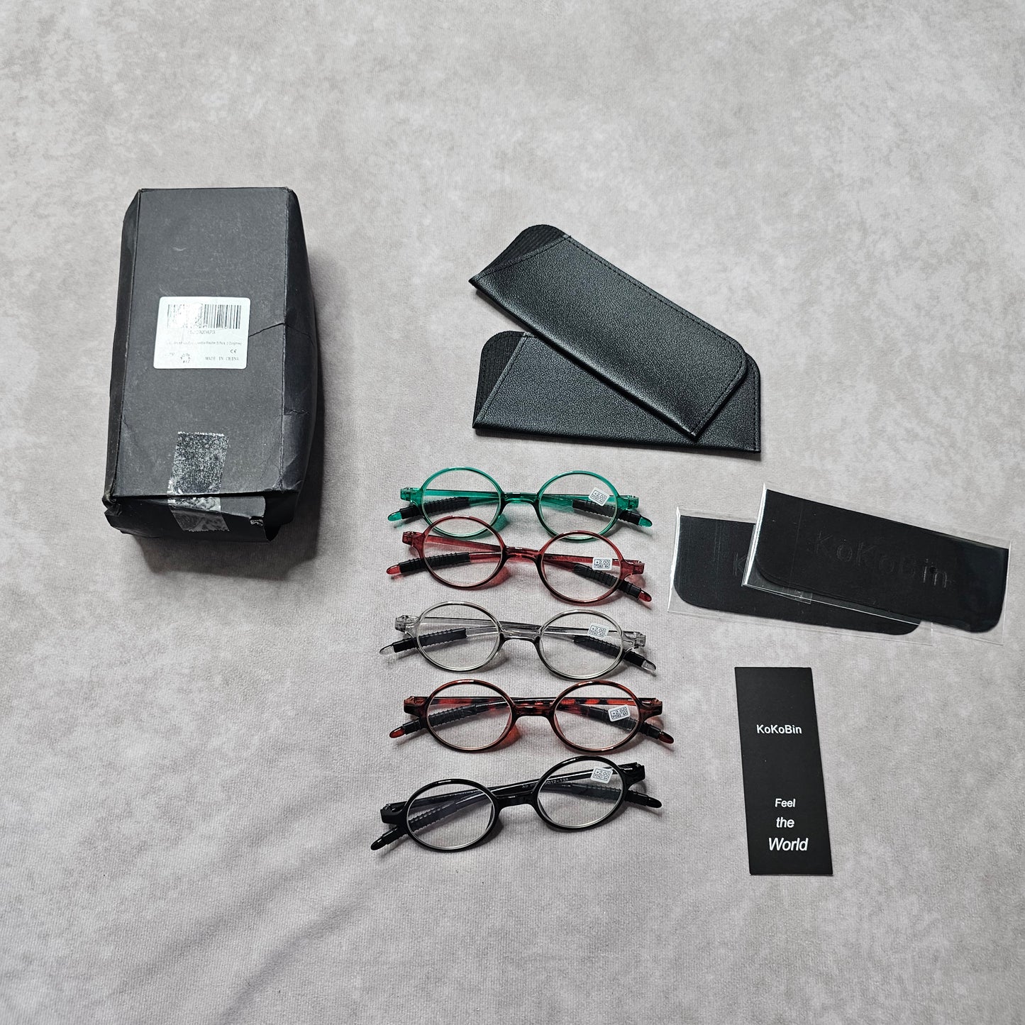 KoKoBin Round Reading Glasses 5 Pack +2.00 – Multi Colour