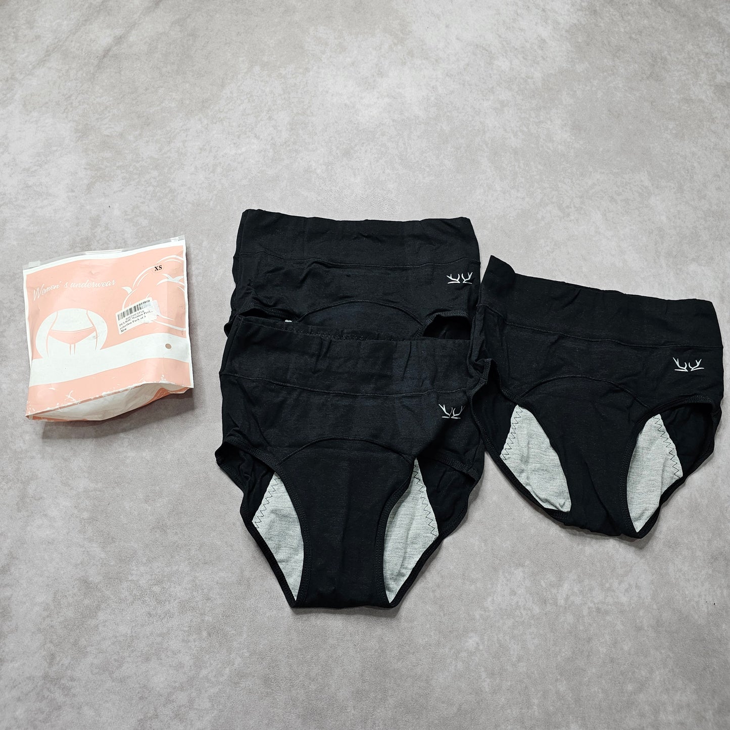PULIOU Period Underwear 3 Pack High Waist - Black XS