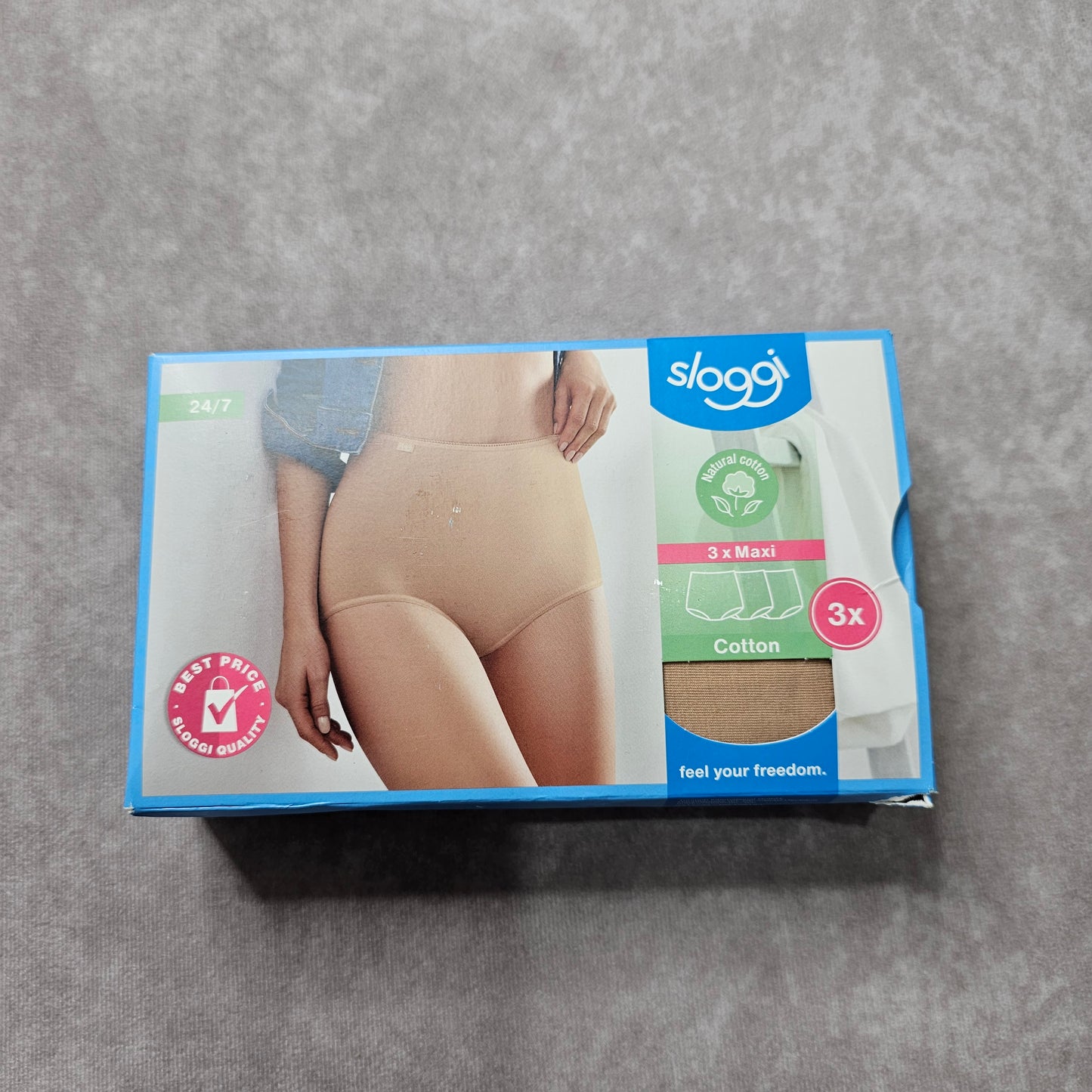 Sloggi 24/7 Cotton Maxi Briefs 3 Pack Beige UK 26