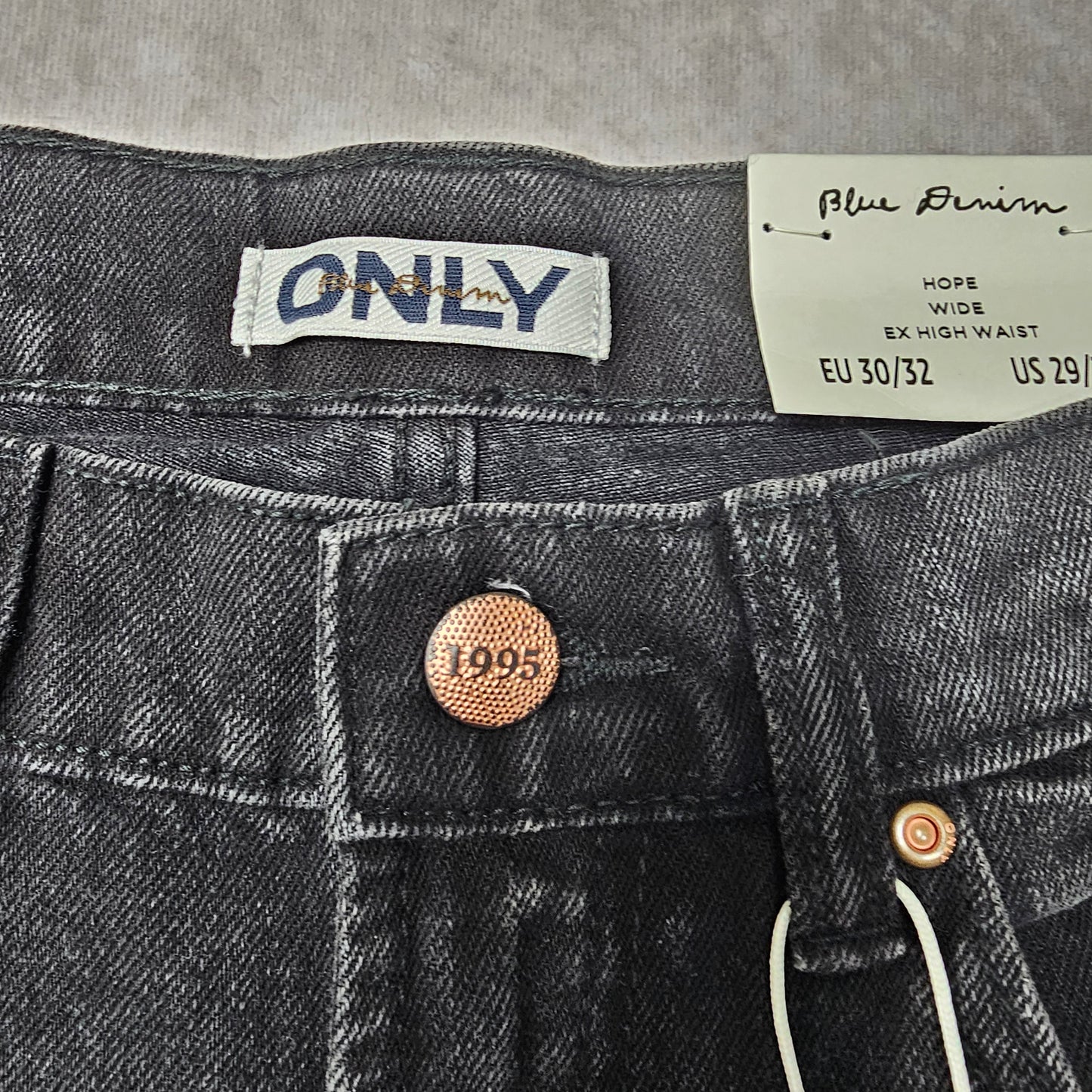 ONLY Hope Wide Leg Jeans – Black Denim W30 L32