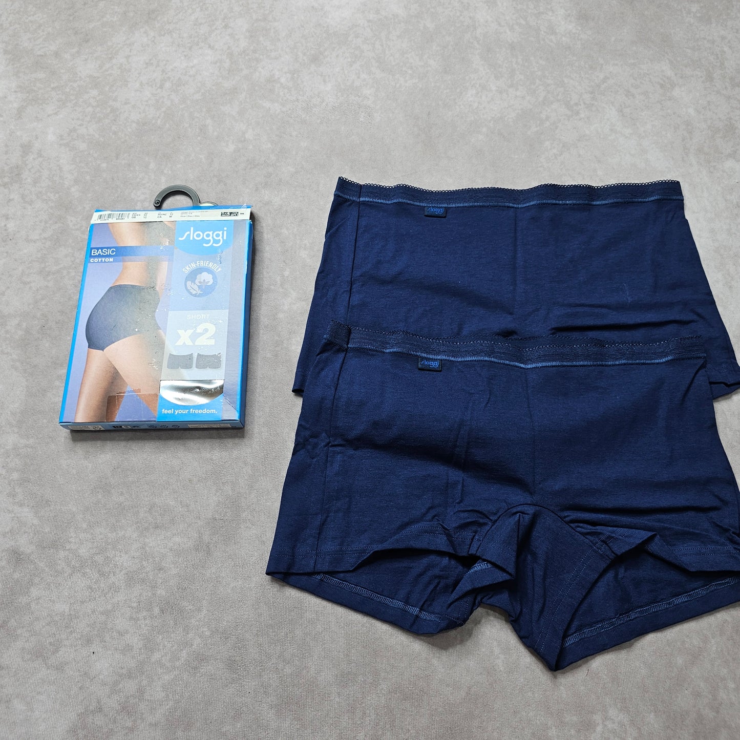 Sloggi Women’s Basic Cotton Shorts 2 Pack Blue UK 12
