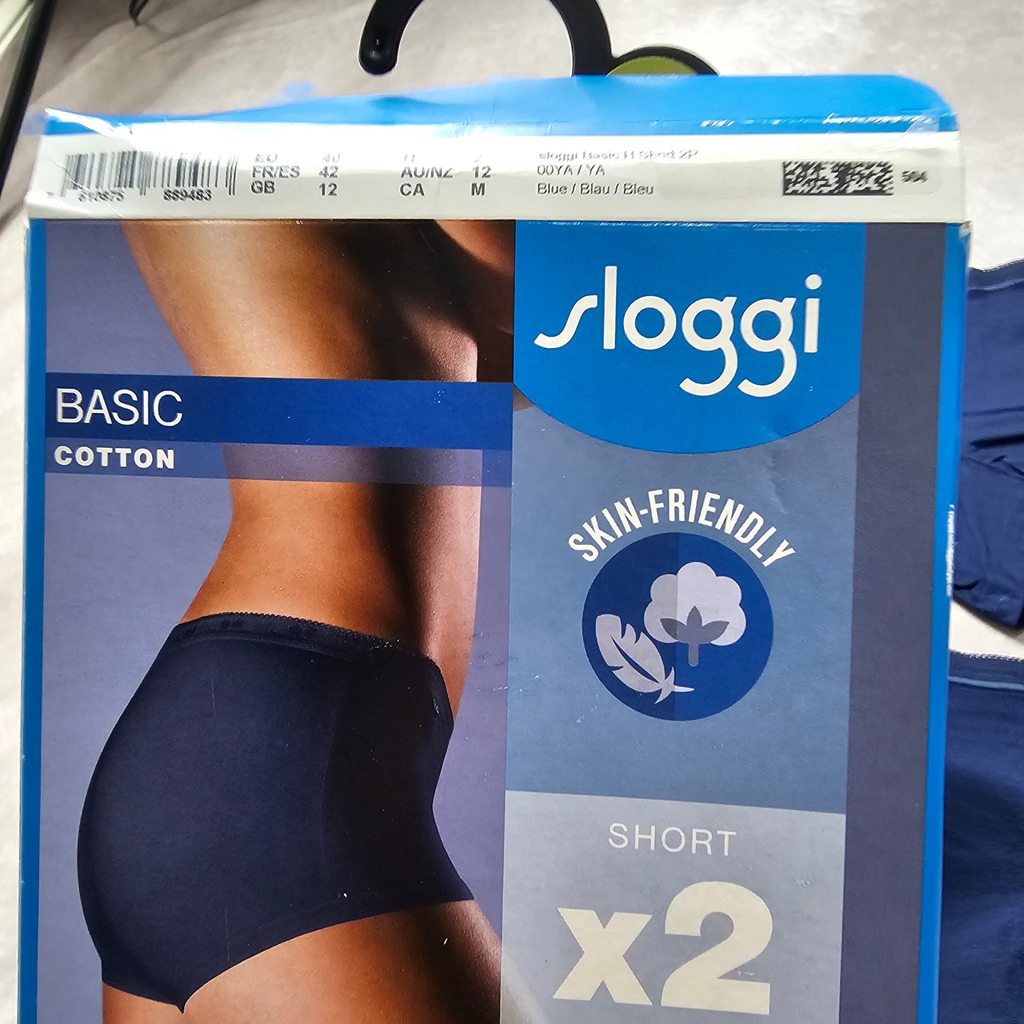 Sloggi Women’s Basic Cotton Shorts 2 Pack Blue UK 12