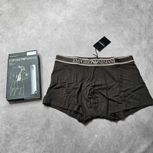 Emporio Armani Stretch Piqué Trunks – Brown Size L