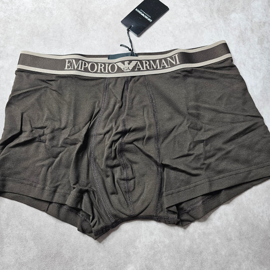 Emporio Armani Stretch Piqué Trunks – Brown Size L