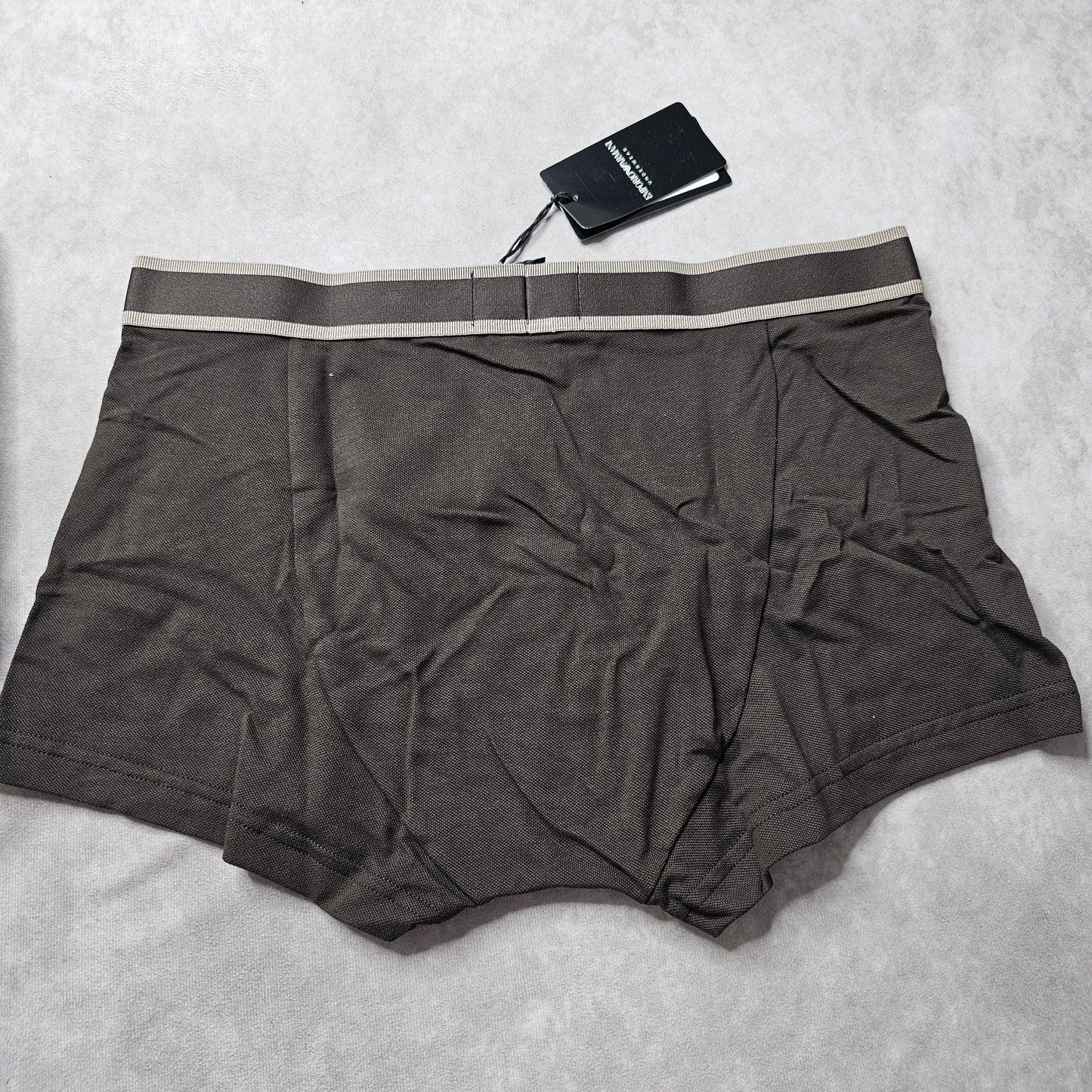 Emporio Armani Stretch Piqué Trunks – Brown Size L