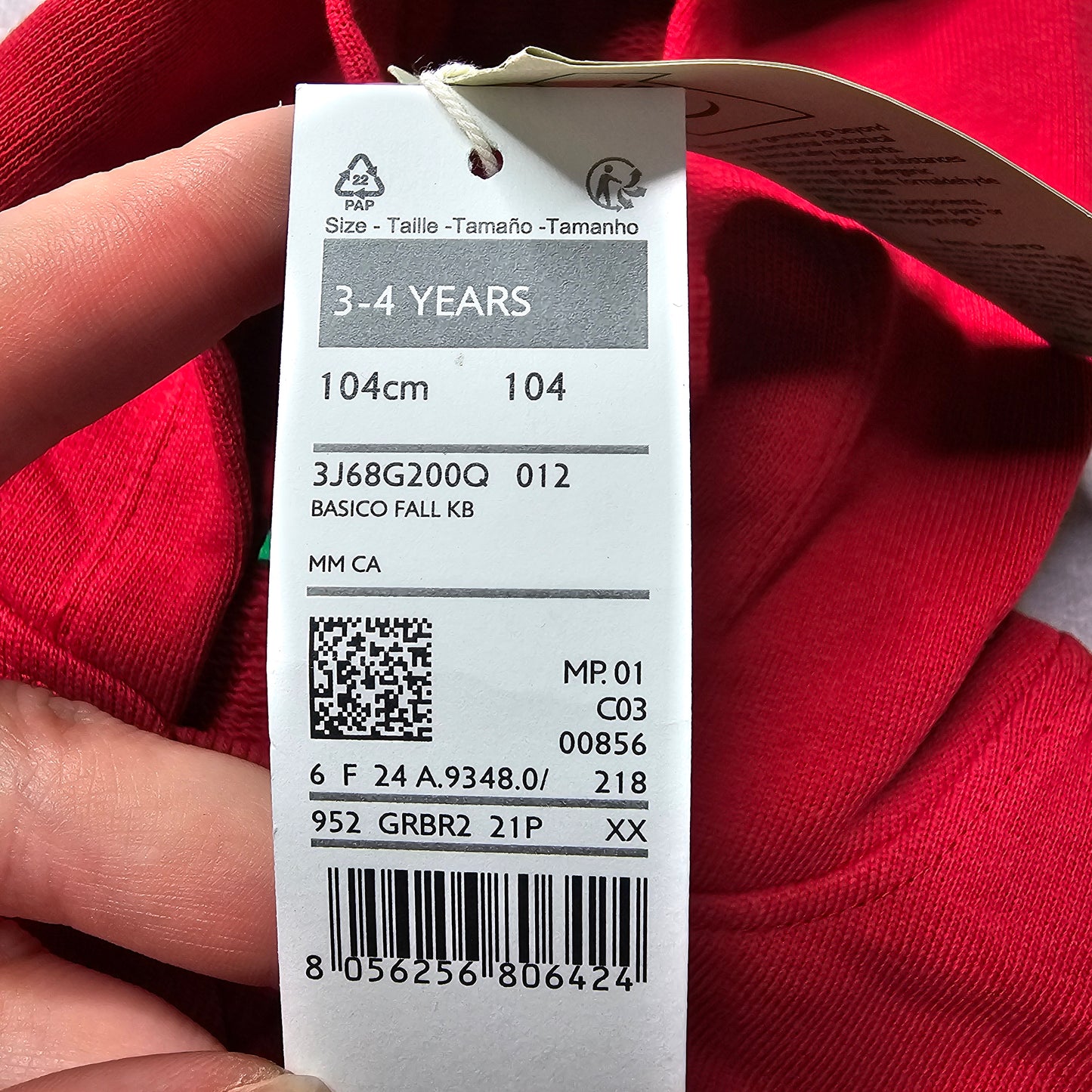 United Colors of Benetton Kids Hoodie – Red 3-4 Y