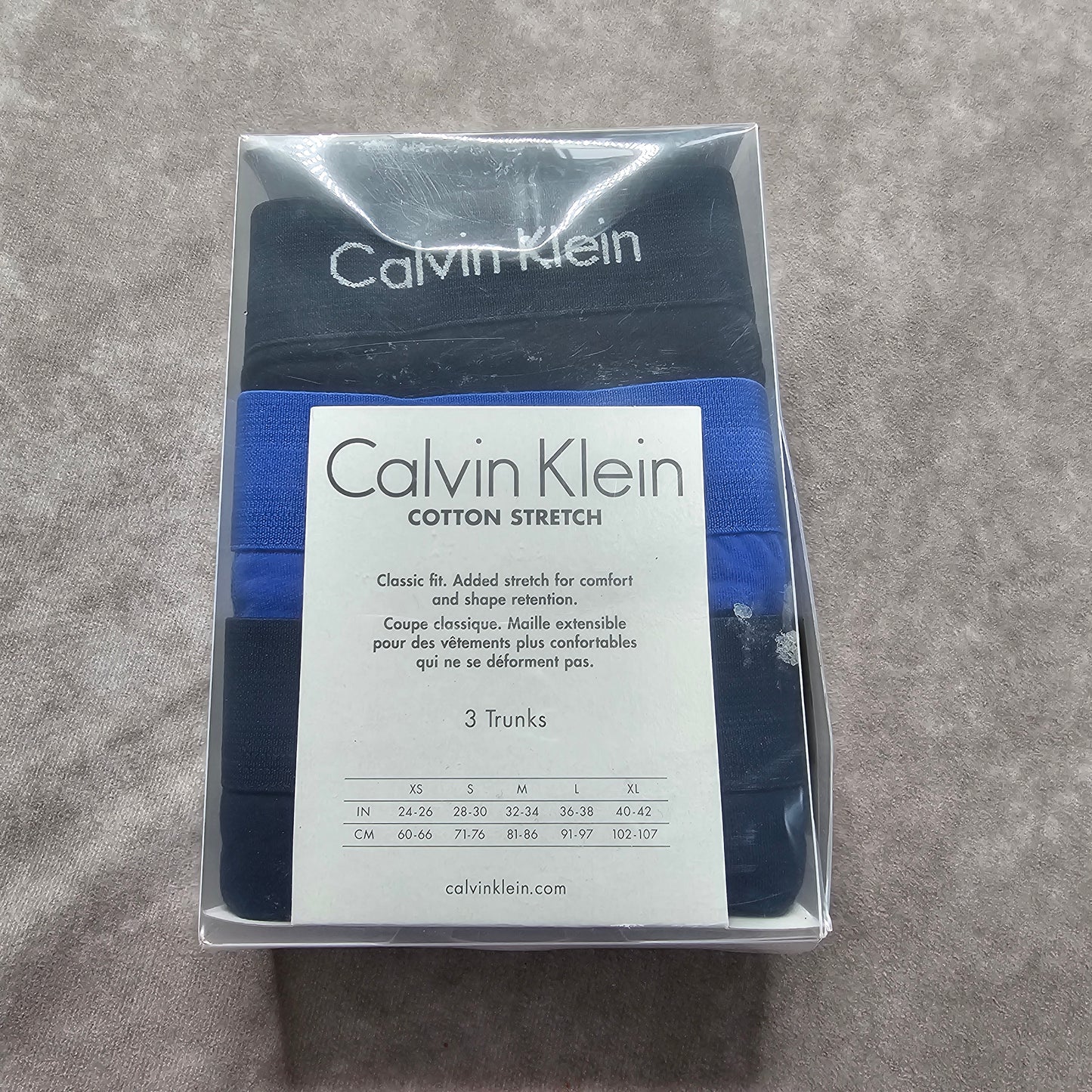 Calvin Klein Cotton Stretch Trunks 3 Pack – Black/Blue Size M-L