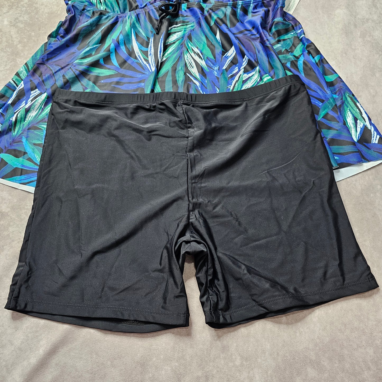 ECUPPER Women's Tankini Swim Dress – Green Leaf Size 2XL-3XL
