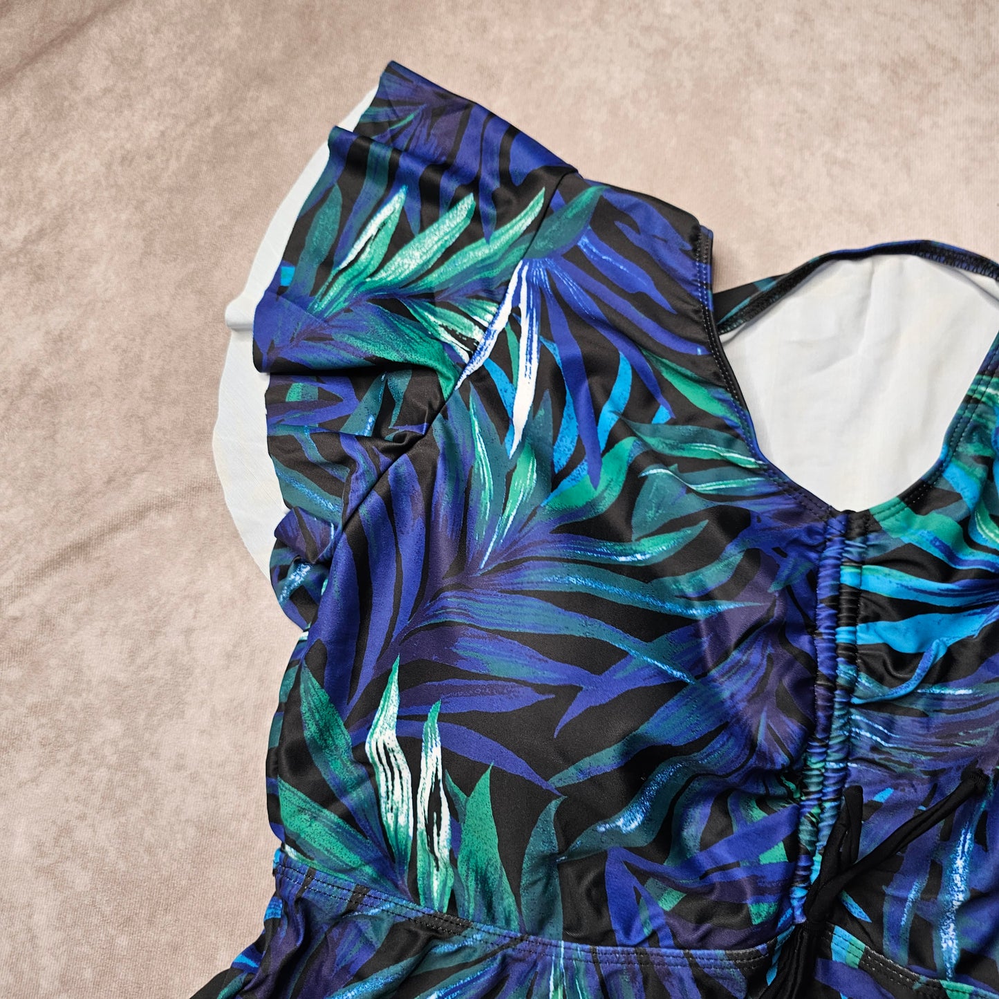 ECUPPER Women's Tankini Swim Dress – Green Leaf Size 2XL-3XL