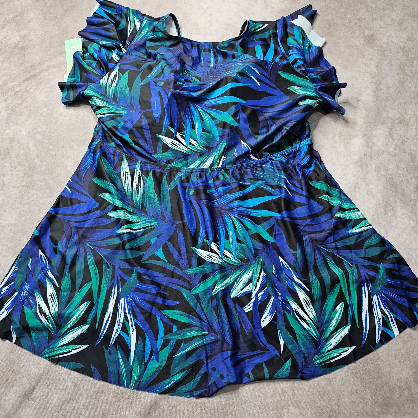 ECUPPER Women's Tankini Swim Dress – Green Leaf Size 2XL-3XL